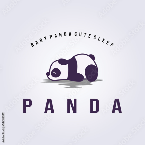 sleeping cute panda logo mascot icon symbol template vector illustration design