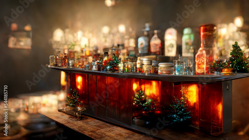 Fantasy blurred christmas bar