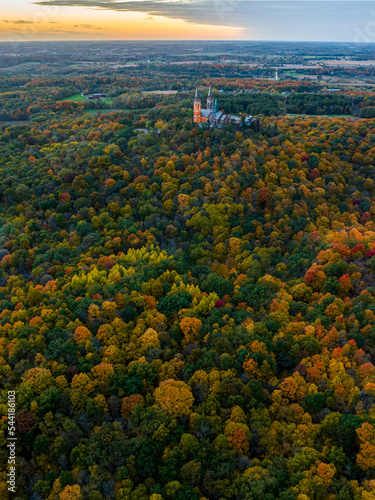 Holy Hill Fall Foliage Drone Photo