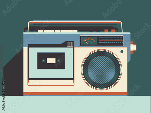 Tape recorder cassette audio device. Illustration.