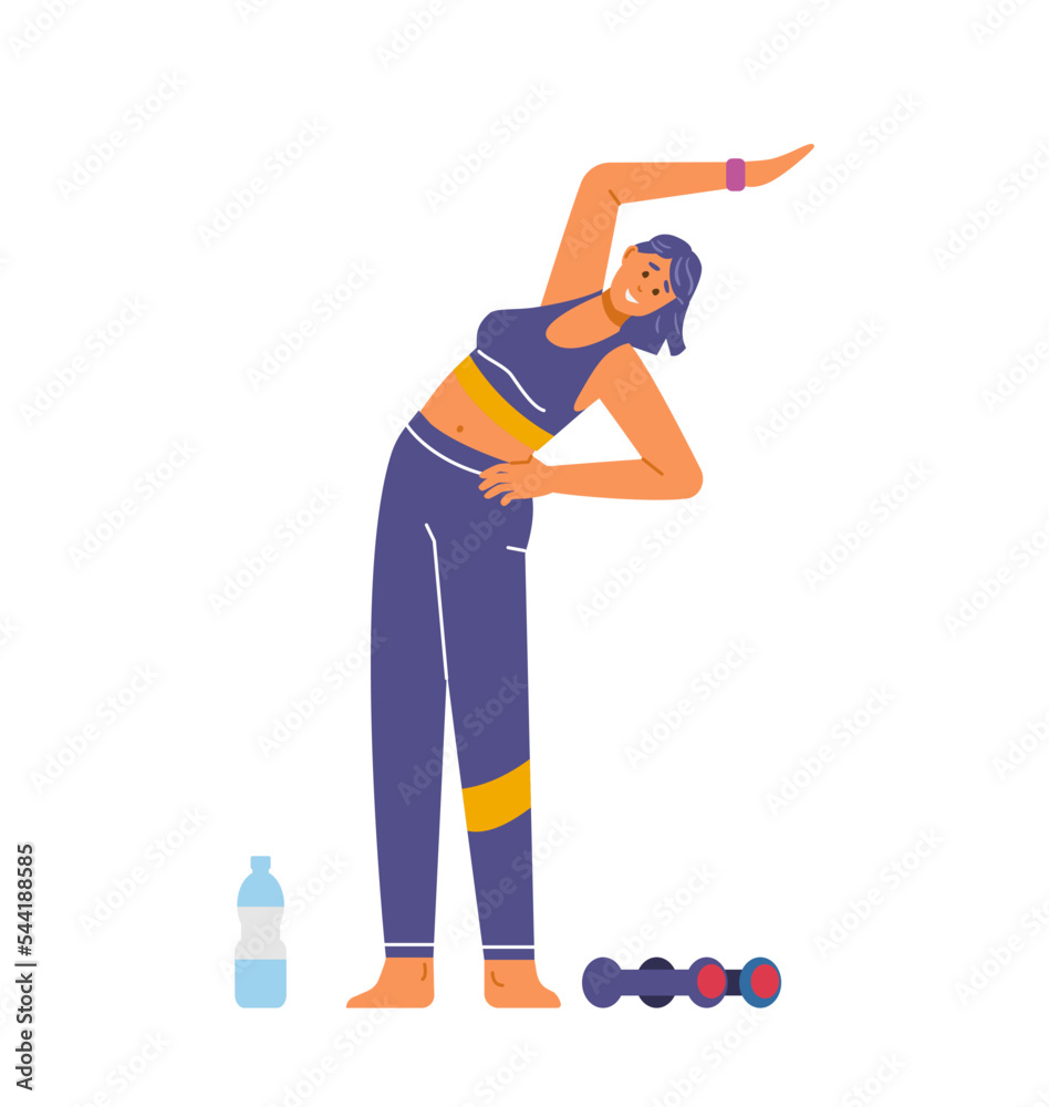 Young woman doing exercises vector illustration. Young woman doing exercises vector illustration.