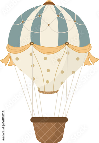 Hot air balloon with decorations. Vector illustration