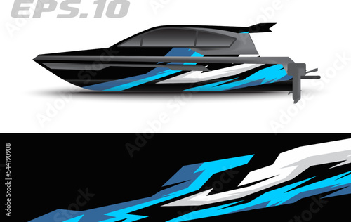 Boat livery vector graphics. Abstract racing background design for car, motorcycle and other vehicle sticker wrap photo