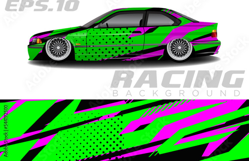 Rally racing car wrap design vector for vehicle vinyl stickers and automotive decal livery