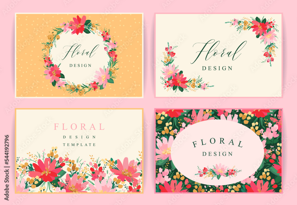 Set of vector floral design. Template for card, poster, flyer, cover, home decor and other.