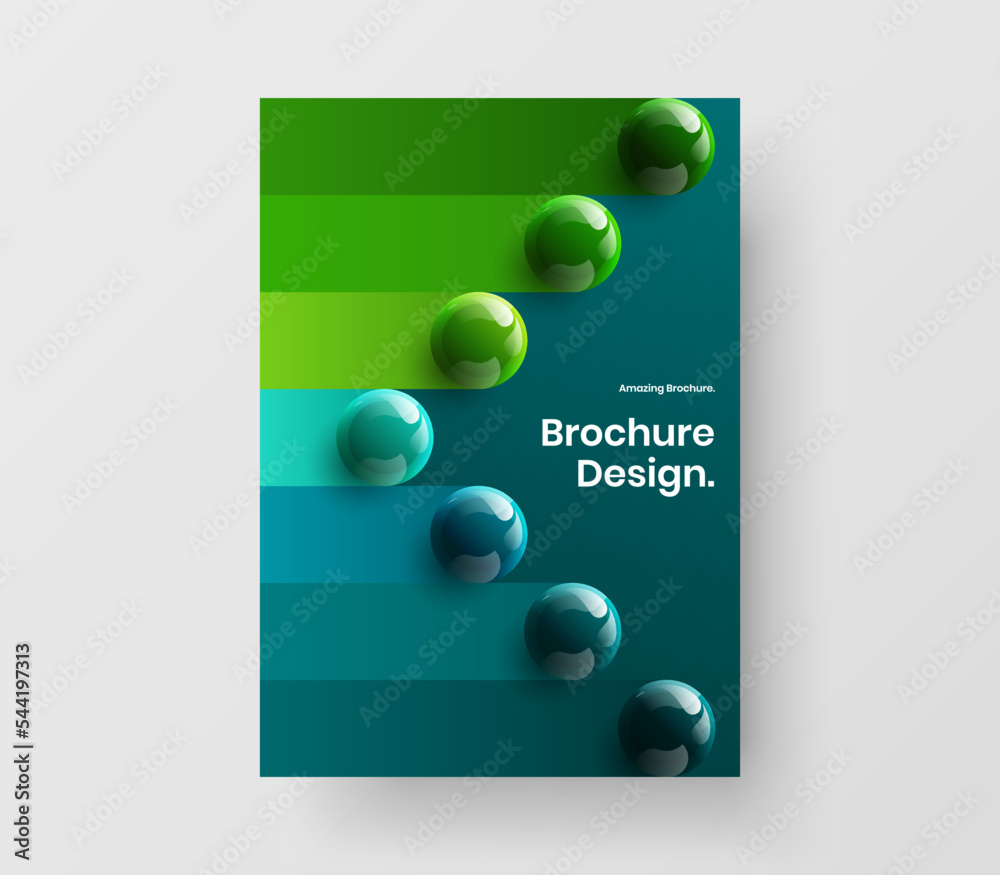 Premium 3D balls placard illustration. Creative book cover A4 vector design template.