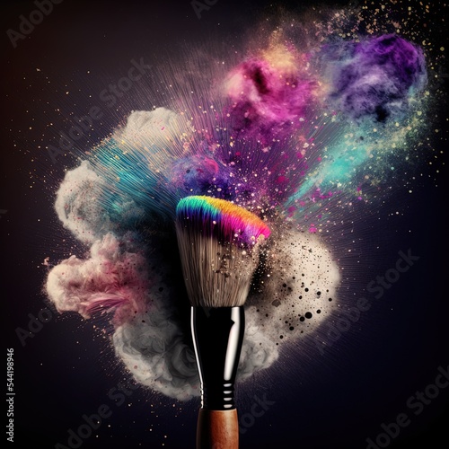 Fotografia, Obraz makeup brush and paint splash