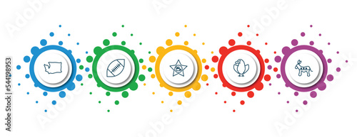 editable thin line icons with infographic template. infographic for united states of america concept. included washington, rugby, walk of fame, eagle, democrat icons.