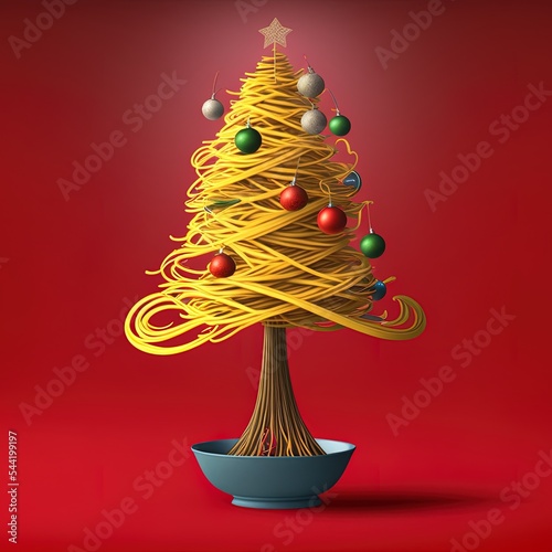 christmas tree made of noodles