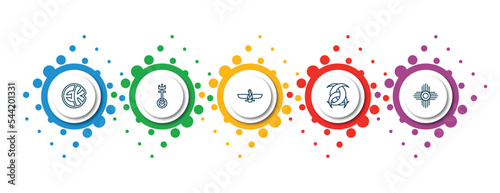 editable thin line icons with infographic template. infographic for religion concept. included eckankar, united church of christ, faravahar, odin, native american sun icons.