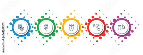editable thin line icons with infographic template. infographic for medical concept. included medical insurance, intestine, premolar, ear, blood pressure icons.