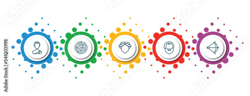 editable thin line icons with infographic template. infographic for greece concept. included alexander the great, labyrinth, muse, aristotle, artemis icons.