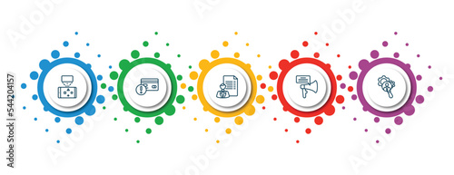 editable thin line icons with infographic template. infographic for general concept. included ar game, credit risk, agent script, direct marketing, hr services icons.