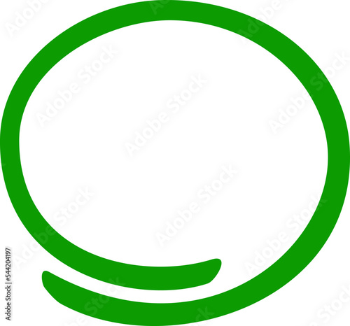 Green circle, pen draw. Highlight hand drawing circle isolated on background. Handwritten green circle. For marking text, numbers, marker pen, pencil, logo and text check, vector illustration