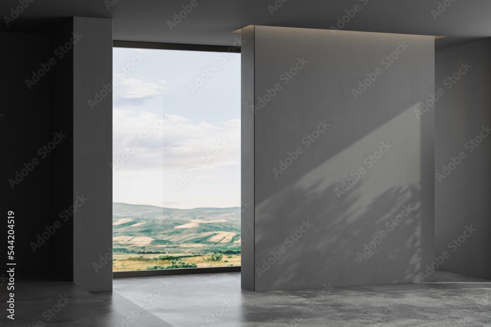 3d rendering, 3d illustration - Empty room with Gray Color background wall, concrete floor. Suitable for interior rooms furniture template. 3d rendering, 3d illustration - Empty room with Gray Color background wall, concrete floor. Suitable for interior rooms furniture template.