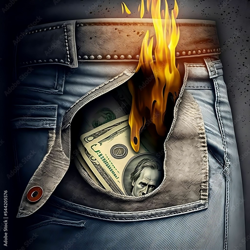 Money Burning A Hole In A Pocket Created Using Midjourney and