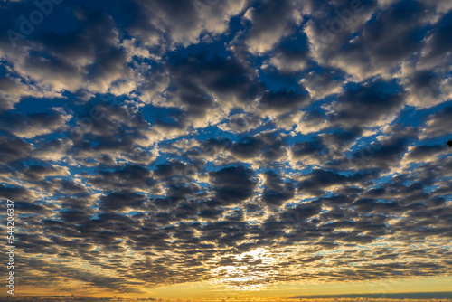sunrise with gray stratus clouds photo