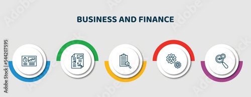 editable thin line icons with infographic template. infographic for business and finance concept. included hash rate, infographics, revision, cogwheel hine part, investigate icons.