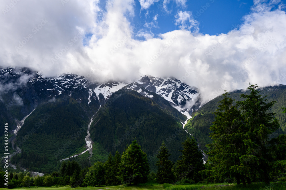 Rugged mountain range with high snow-covered peaks, Pemberton, British Columbia, Canada
