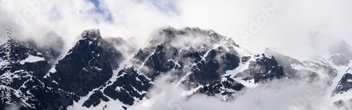 Rugged mountain range with high snow-covered peaks, Pemberton, British Columbia, Canada 