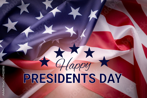 Canvas-taulu Happy Presidents Day Concept with the US national Flag against a dark grey background