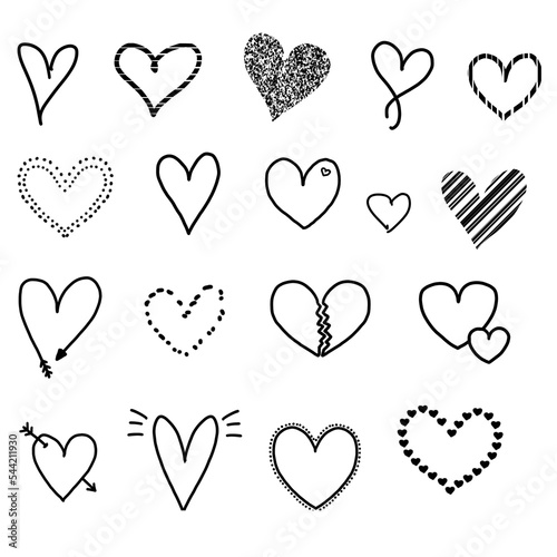 18x Herzen Liebe Hochzeit Valentinstag - Love - Icons Zeichen Symbole Sketchnotes Doodles - handgemalt  photo