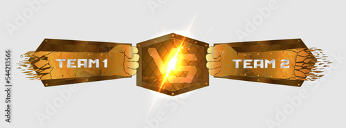 Brutal Versus Battle Scoreboard. VS emblem for mma, fights, boxing, tournaments, e-sport. Rusty metal panel with VS letters, team names or player names. Brutal Versus Battle Scoreboard. Vector poster