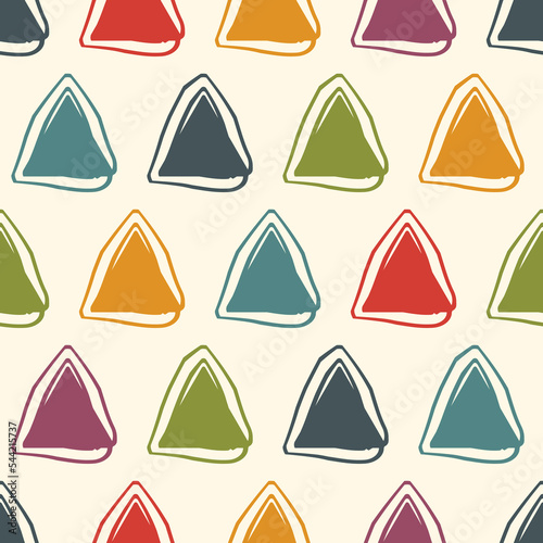 Triangle motif minimal geometric print. Paint brush seamless pattern. Freehand design background. Trendy handdrawn modern simple geo ornament