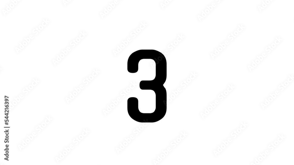 Animated video counting 1 to 3 and 3 to 1 on a white and green background.