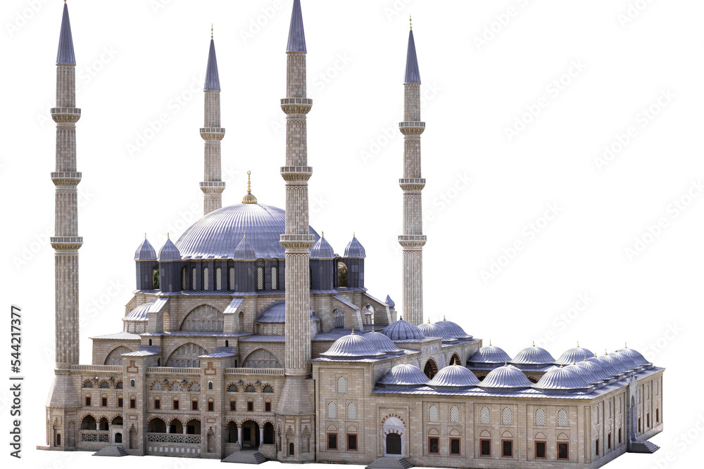 Obraz premium Suleymaniye mosque isolated . Transparent PNG suleymaniye mosque isolated background. istanbul mosque white PNG background