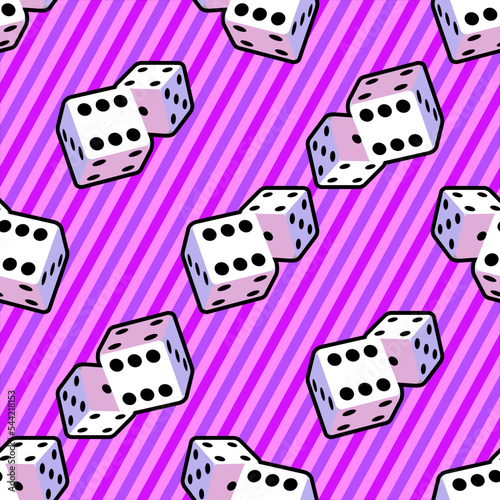 Bright pattern for a board game of dice in the style of pop art for print and design. Vector illustration.