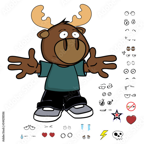 moose kid character cartoon expressions set in vector format