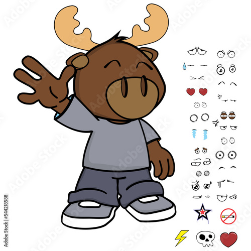 moose kid character cartoon expressions set in vector format