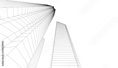 city skyscrapers vector drawing