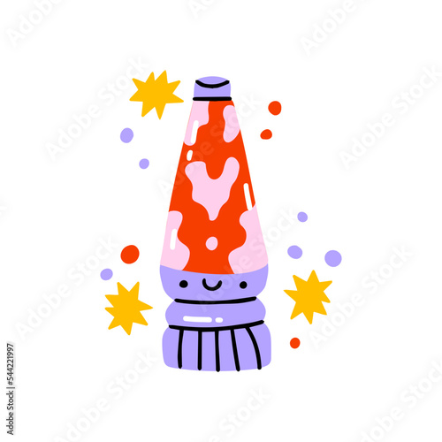 Cute funny lava lamp t-shirt print design. Vector hand drawn isolated illustration for t-shirts, postcards, posters, prints.
Neon fluid melting bubbles in retro style. Lights for room aesthetic 