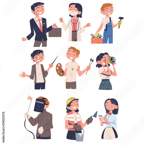 People Characters of Different Profession in Uniform Vector Set