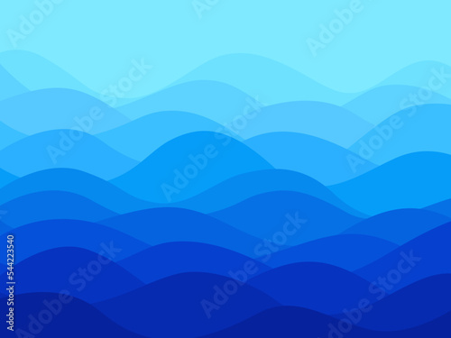 Blue water wave line deep sea pattern background vector illustration.