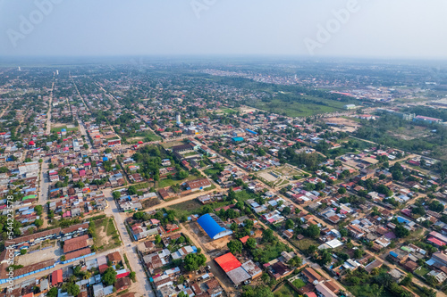 Aerial view of the city of Pucallpa, capital of the province of Ucayali.
