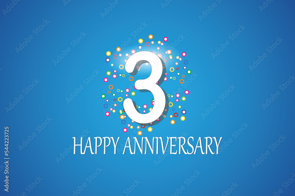3th anniversary on blue background 3th anniversary on blue background