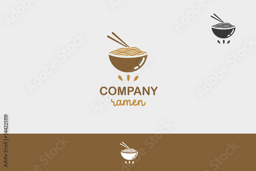 Illustration vector graphic of noodle or ramen in bowl with chopstick. Good for logo