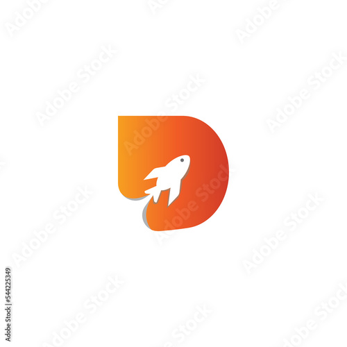 latter D logo rocket illustration color design vector