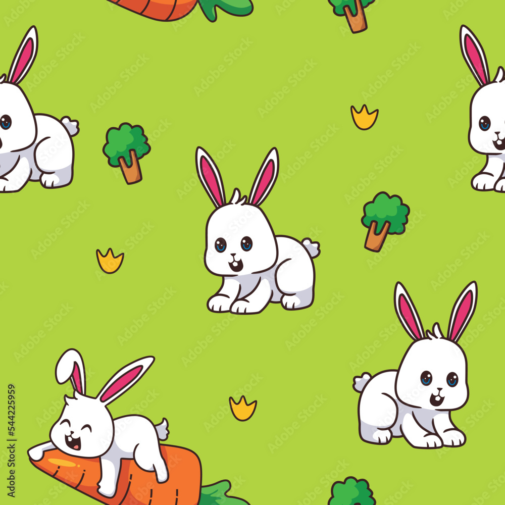 Fototapeta premium seamless pattern rabbit cartoon illustration