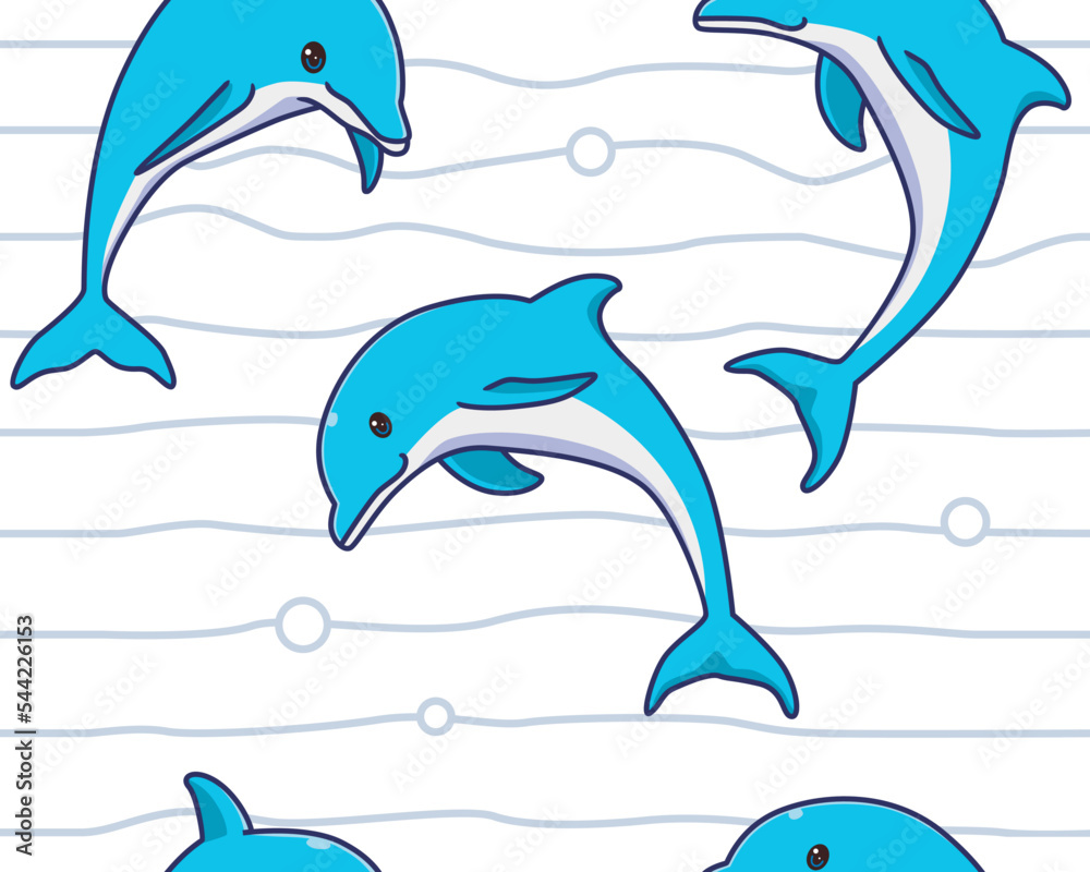 Fototapeta premium seamless pattern dolphin illustration background