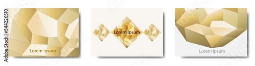 ポリゴンステンドグラスひし形セットのカード/DM/ポストカード/名刺デザインの　テンプレートセット