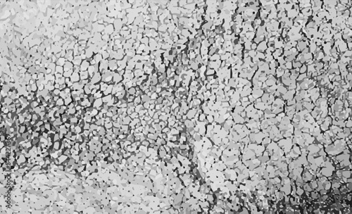 Vector broken gray road texture. Vector realistic cracked black wall banner. Horizontal 3d old bitumen background. Grey old tarmac surface, top view. Vintage aged bitumen. Ground stone texture