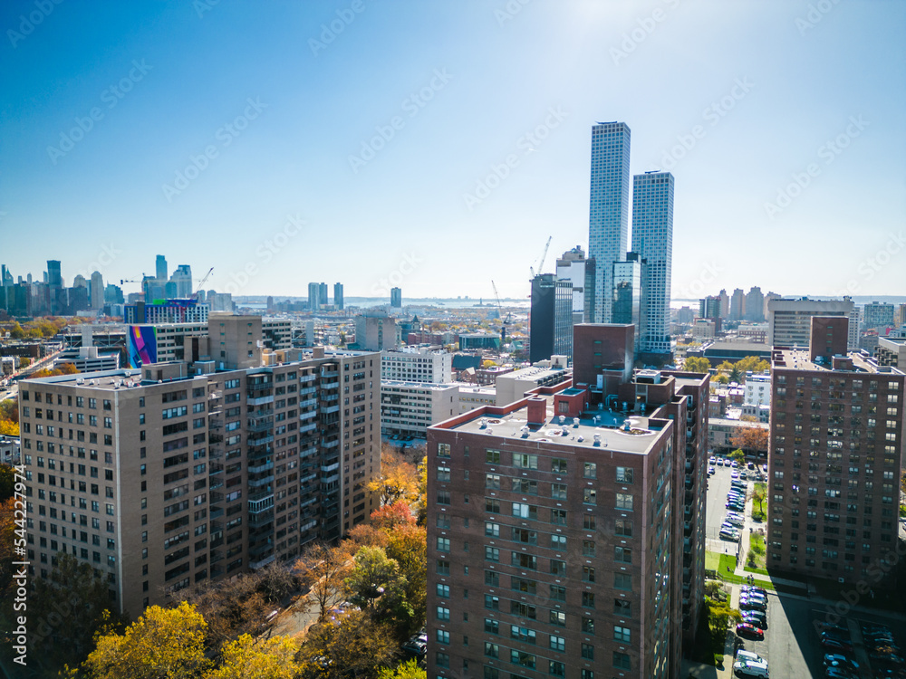 Naklejka premium Aerial Drone of Jersey City