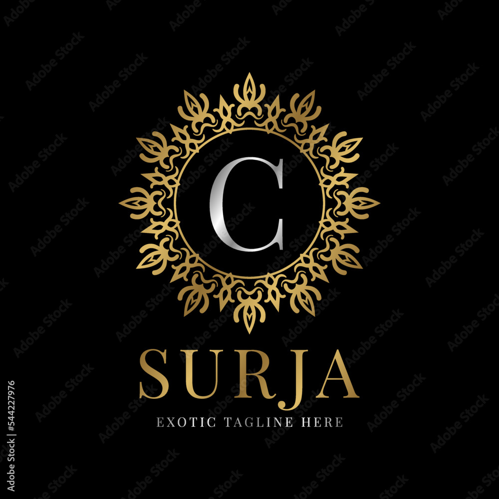 Fototapeta premium letter C vintage crest mandala vector logo design element