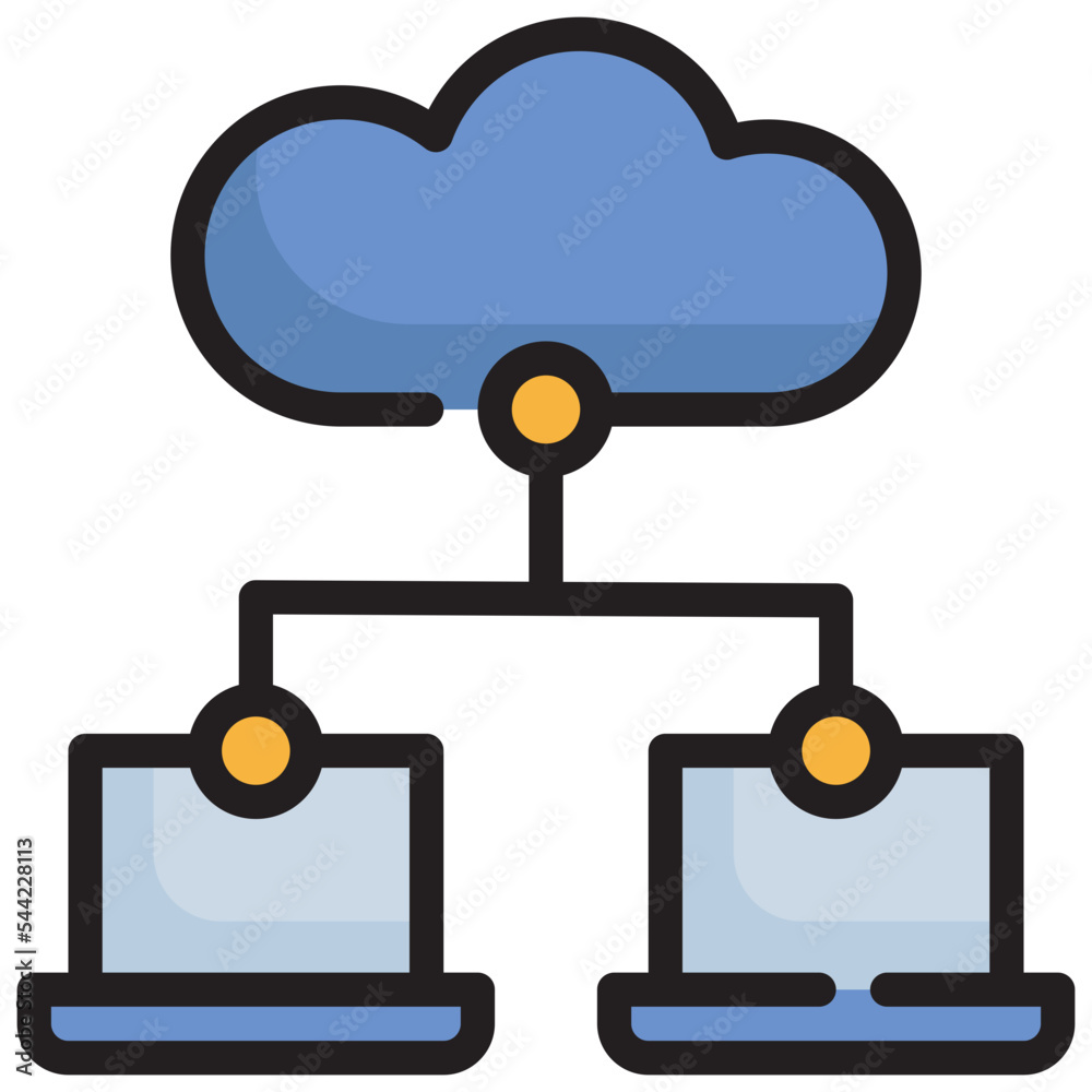 laptop cloud data transfer storage icon filled outline