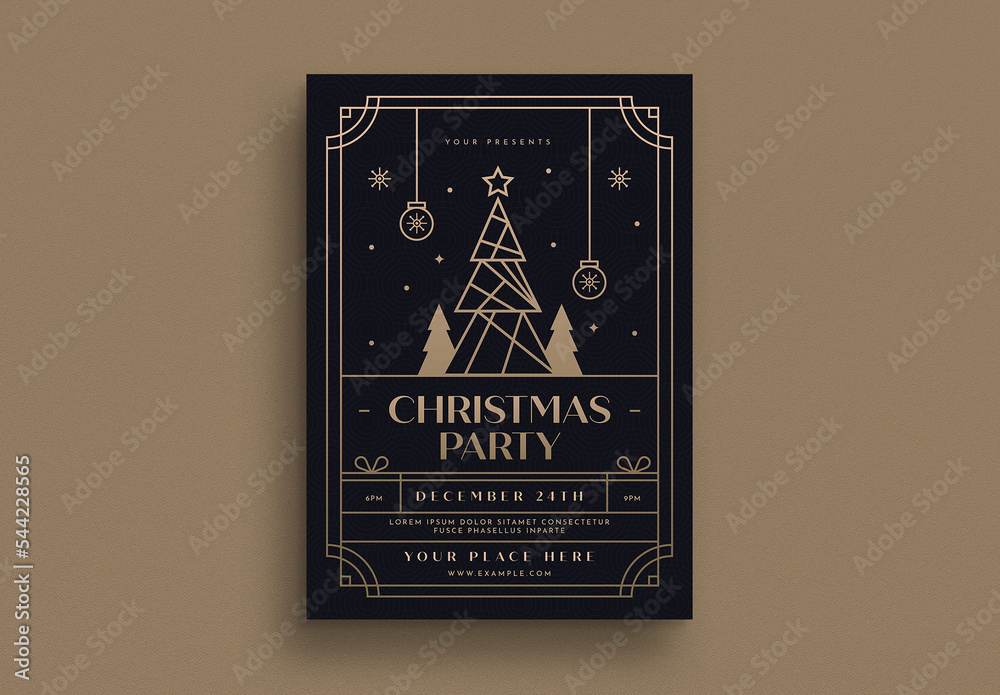 Christmas Gold Deco Flyer Stock Template | Adobe Stock