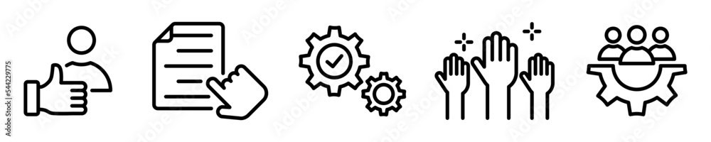 Conjunto de iconos de administración. Gestión empresarial, administración, buen servicio. Ilustración vectorial Conjunto de iconos de administración. Gestión empresarial, administración, buen servicio. Ilustración vectorial